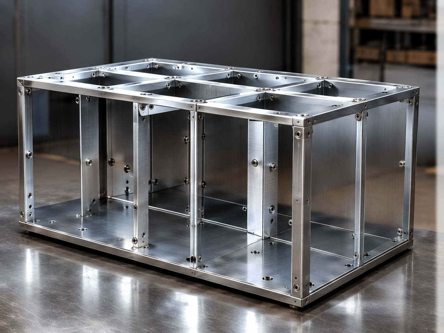 Finished stainless-steel frame assembly